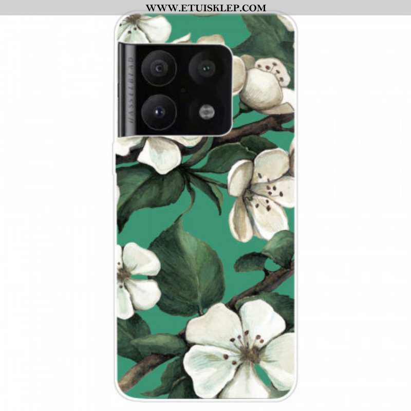 Futerały do OnePlus 10 Pro 5G Malujący Biali Kwiaty
